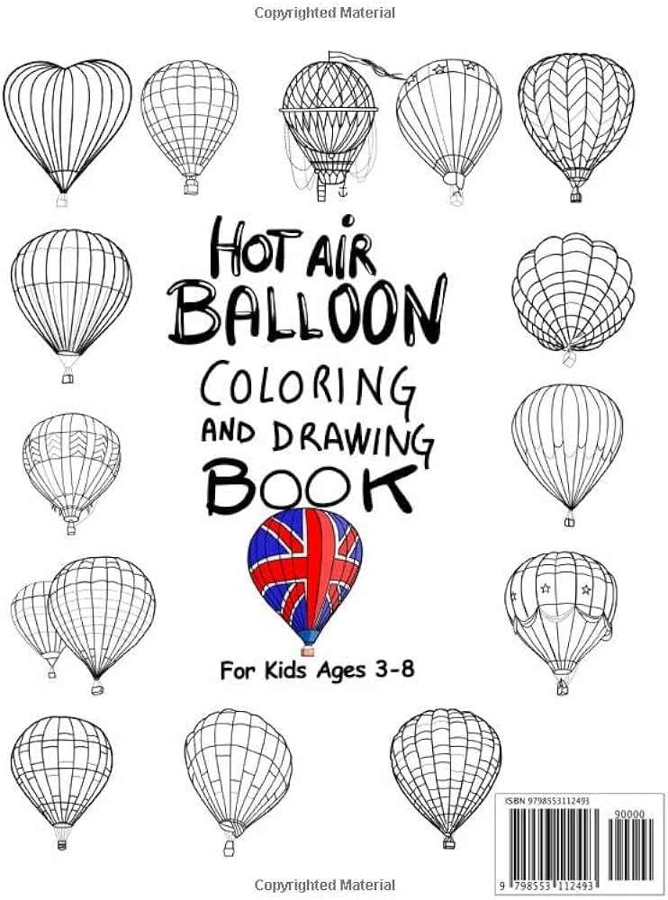 Hot air balloon coloring and drawing book for kids ages