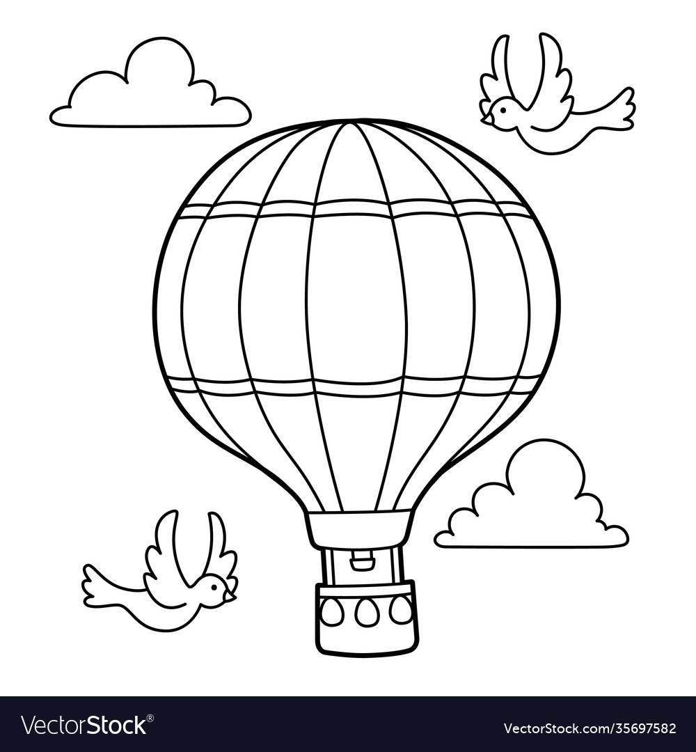 Hot air balloon coloring page royalty free vector image