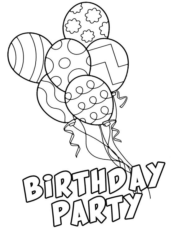Birthday balloons coloring sheet to print