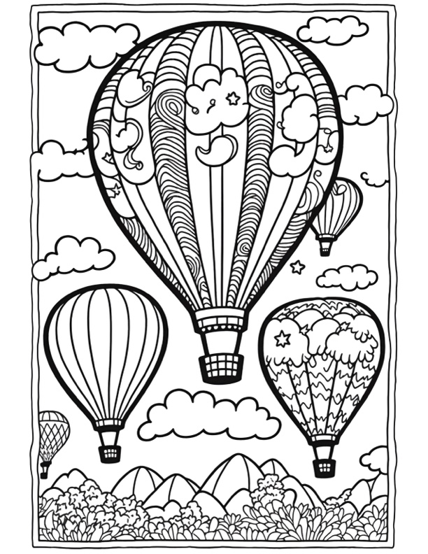 Hot air balloon coloring pages