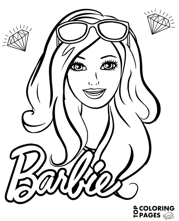 Barbies face free coloring page books sheet