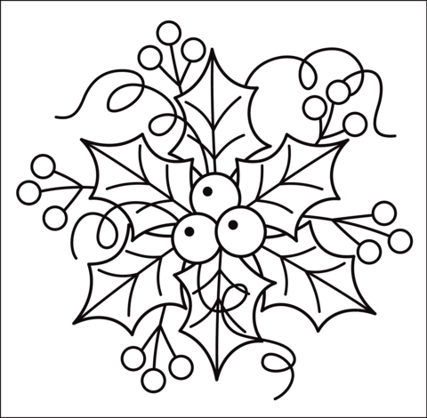 Holly coloring page free printable coloring pages