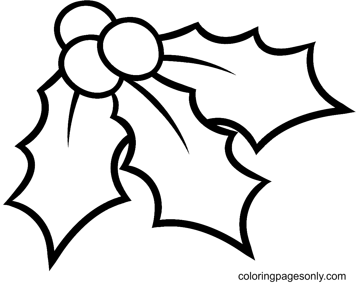 Christmas holly coloring pages printable for free download