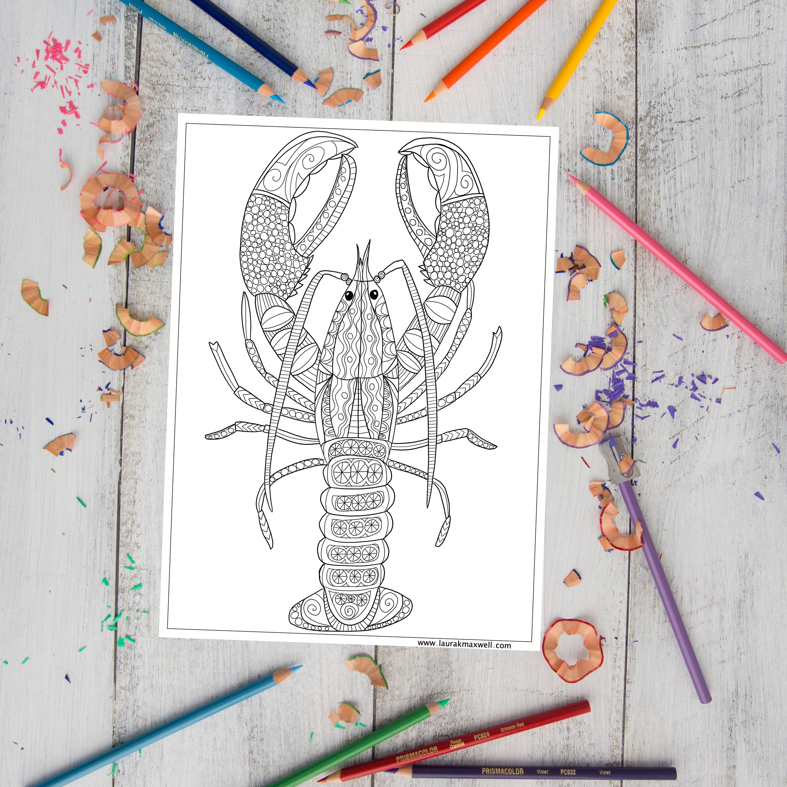 Lobster coloring page for adults and kids lobster coloring sheet lobster doodle ocean life coloring page doodle coloring sheet