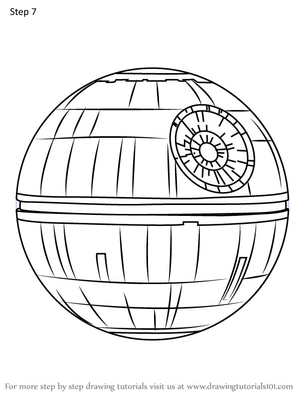 How to draw death star star wars step by step