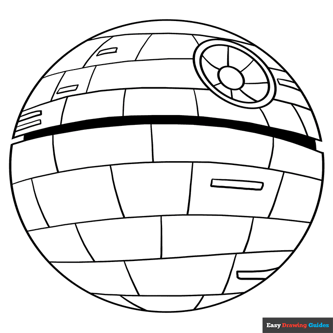 Death star from star wars coloring page easy drawing guides