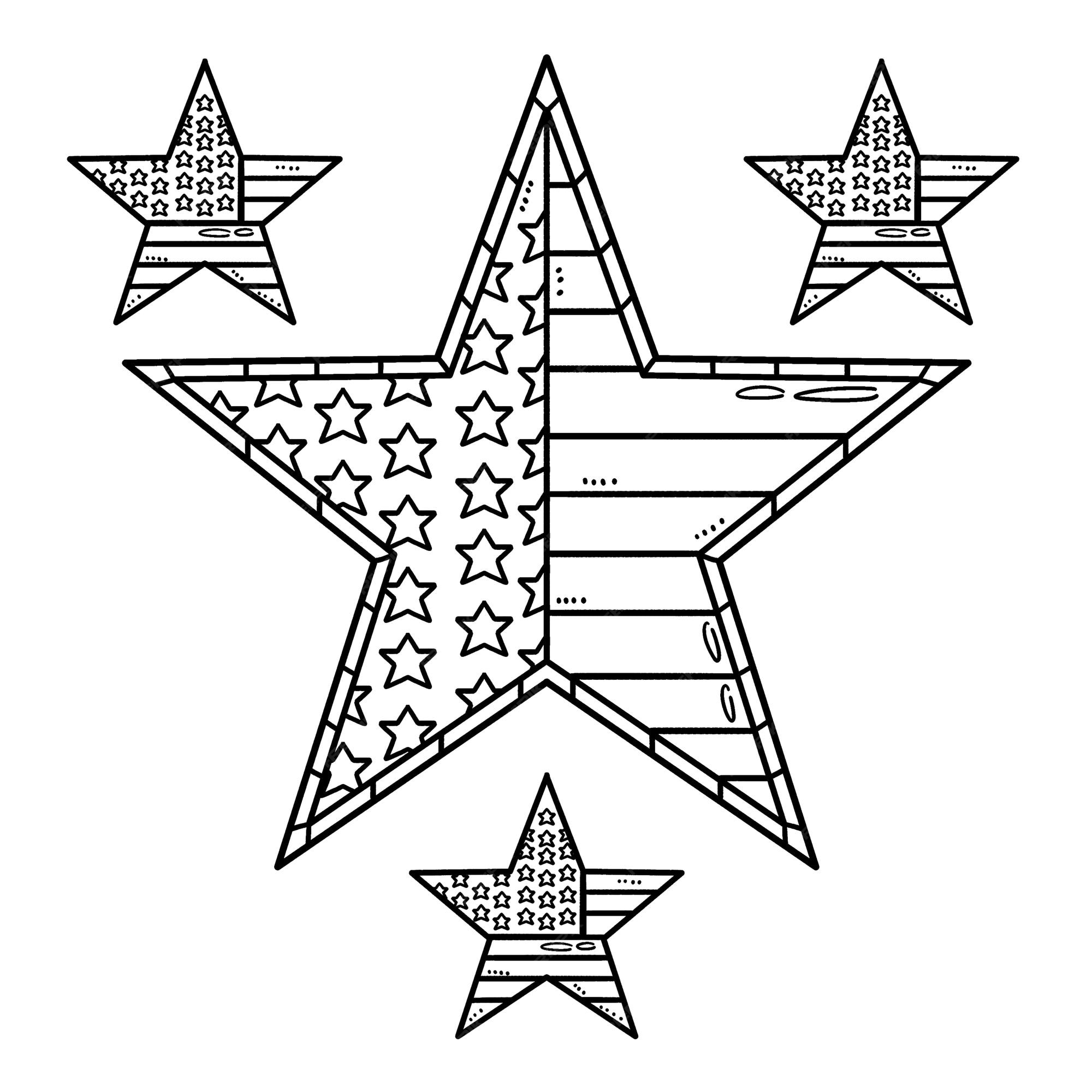 Premium vector star in the us flag isolated coloring page