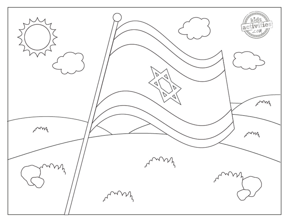 Simple israel flag coloring sheets kids activities blog