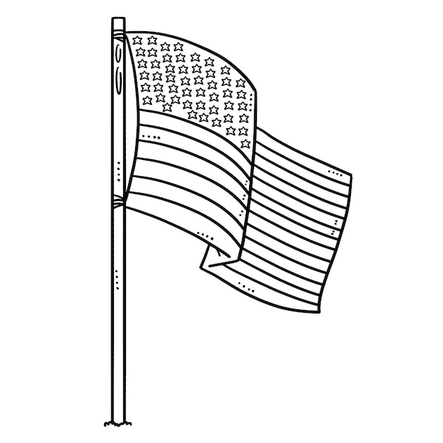 Premium vector american flag isolated coloring page for kids