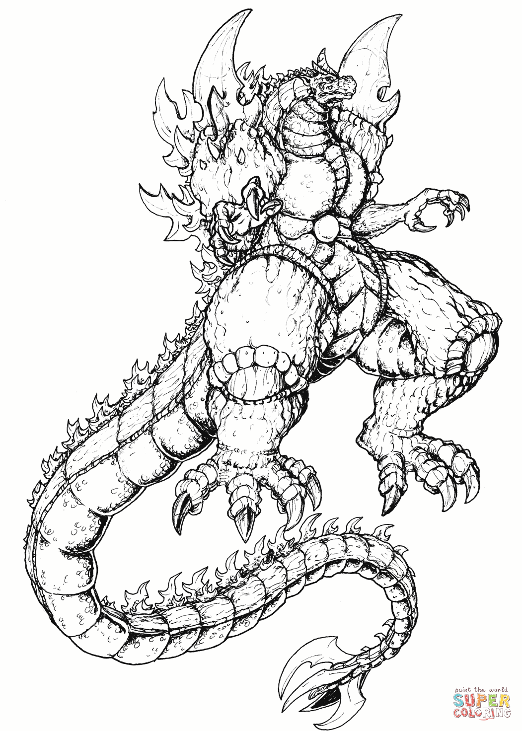Super godzilla coloring page free printable coloring pages
