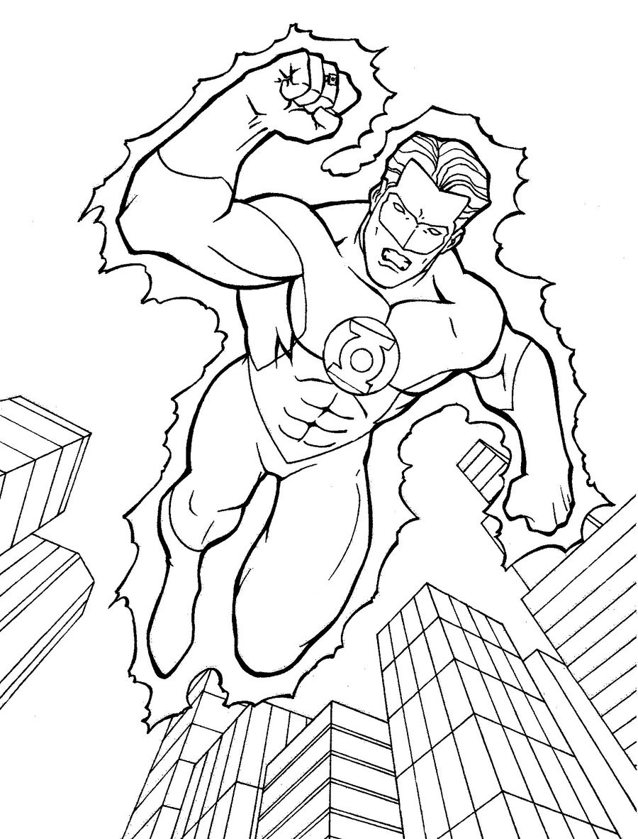 Free printable green lantern coloring pages for kids