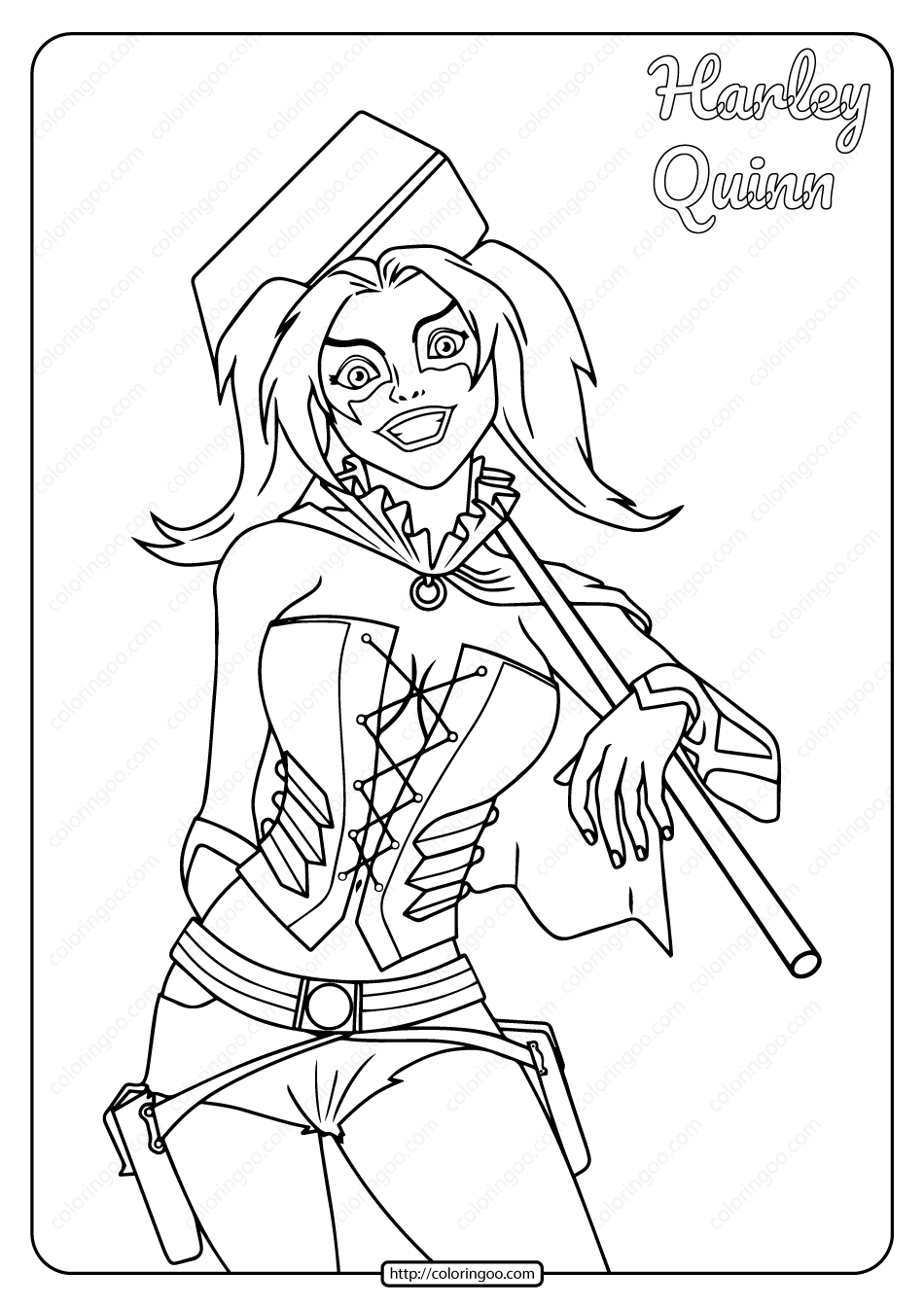 Printable harley quinn pdf coloring page harley quinn drawing coloring pages to print bear coloring pages