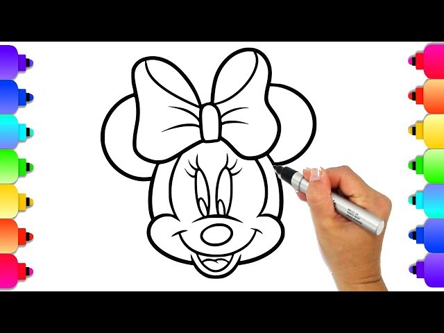 Minnie mouse coloring page draw and color minnie mouse with markers and glitter easy for kids