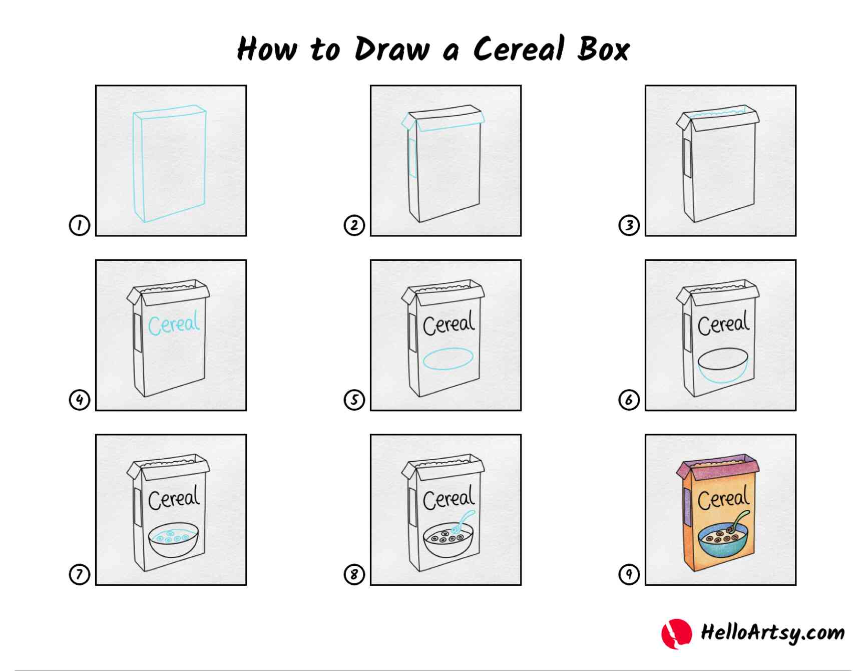 How to draw a cereal box