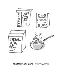 Set cereal boxes bowl spoon illustration àààààààààªàààà àààààààààààªààààà