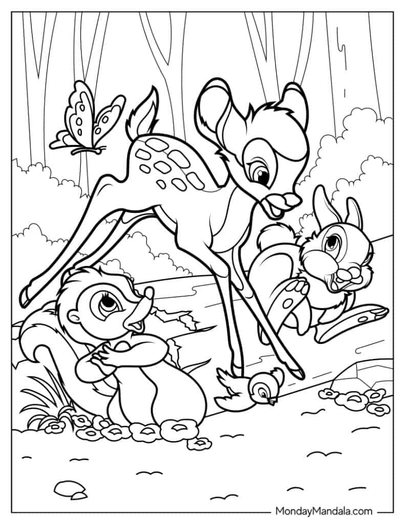 Bambi coloring pages free pdf printables