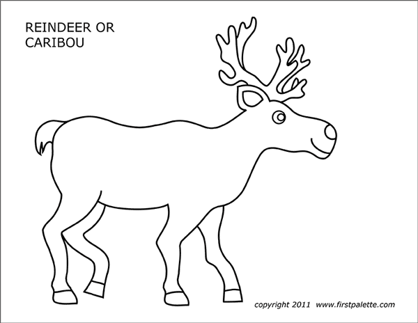 Caribou or reindeer free printable templates coloring pages