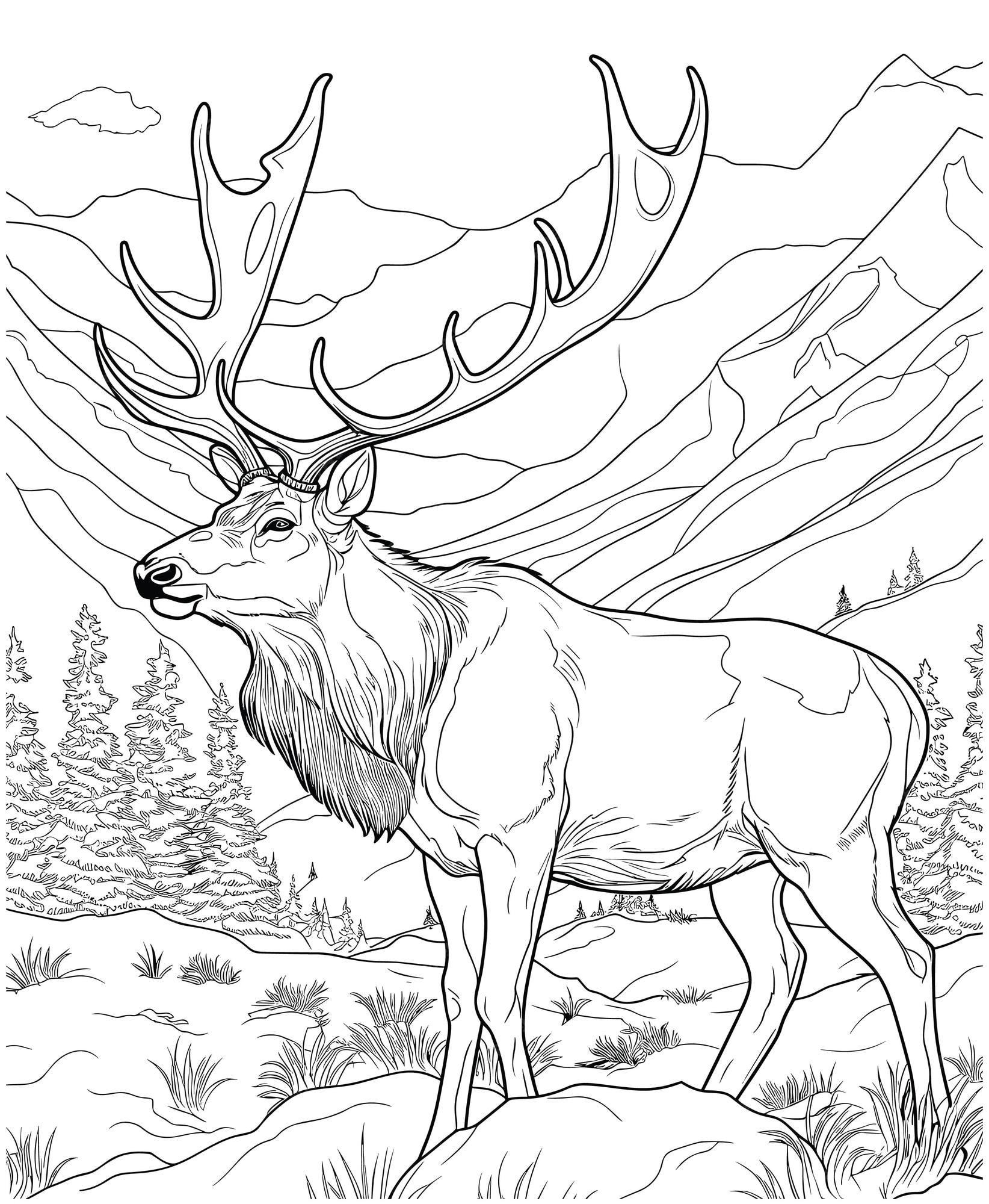 Premium vector elk hunting coloring pages