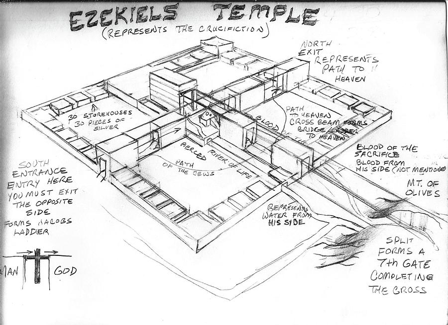 Ezekiels temple drawing by mark nunes