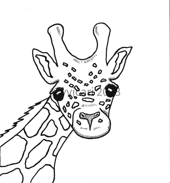 Printable giraffe coloring page instant download printable kid or adult printable giraffe coloring page printable animal art