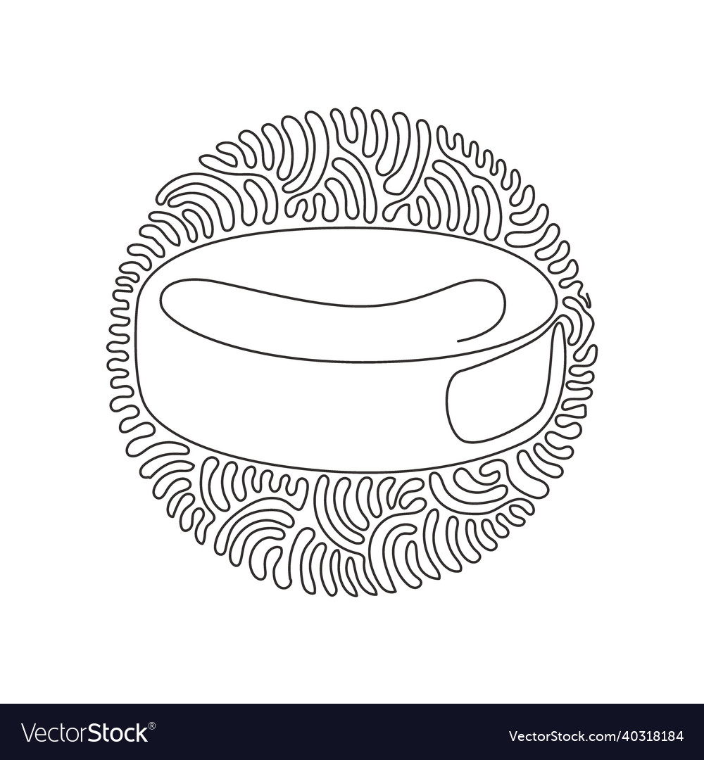 Single one line drawing ice hockey puck closeup vector image