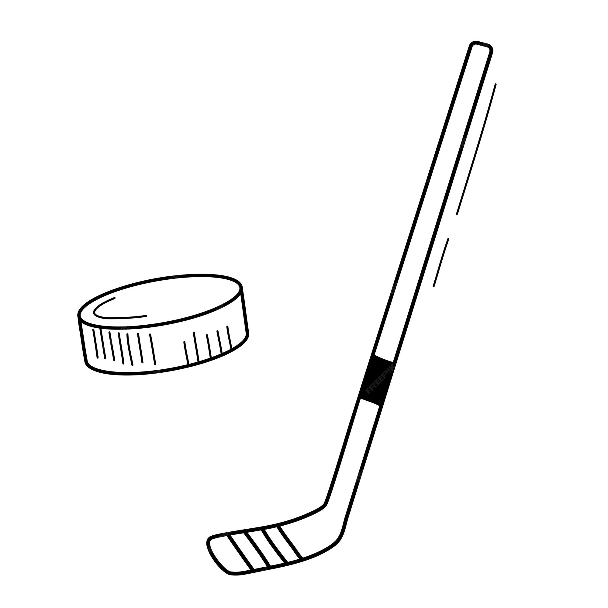 Premium vector hockey stick and puck set doodle vector illustration isolated on white background