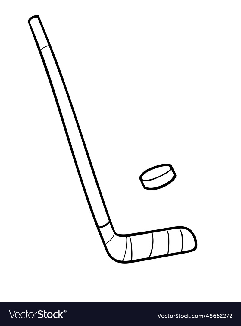Coloring book hockey stick and puck royalty free vector