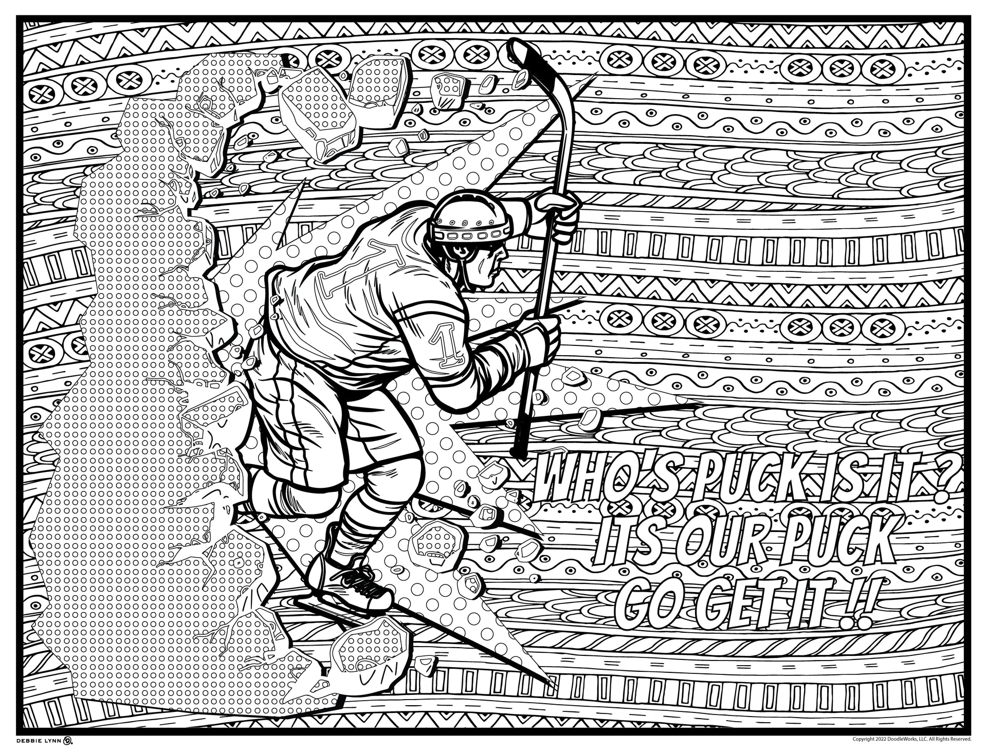 Its our puck hockey personalized giant coloring poster x â debbie lynn