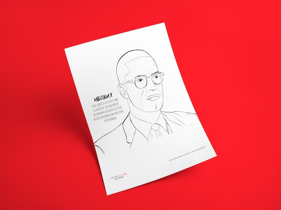 Malcolm x black history month coloring sheet