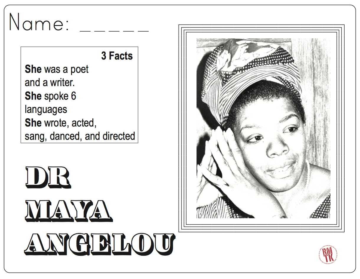 Maya angelou coloring and facts maya angelou teaching kindergarten maya