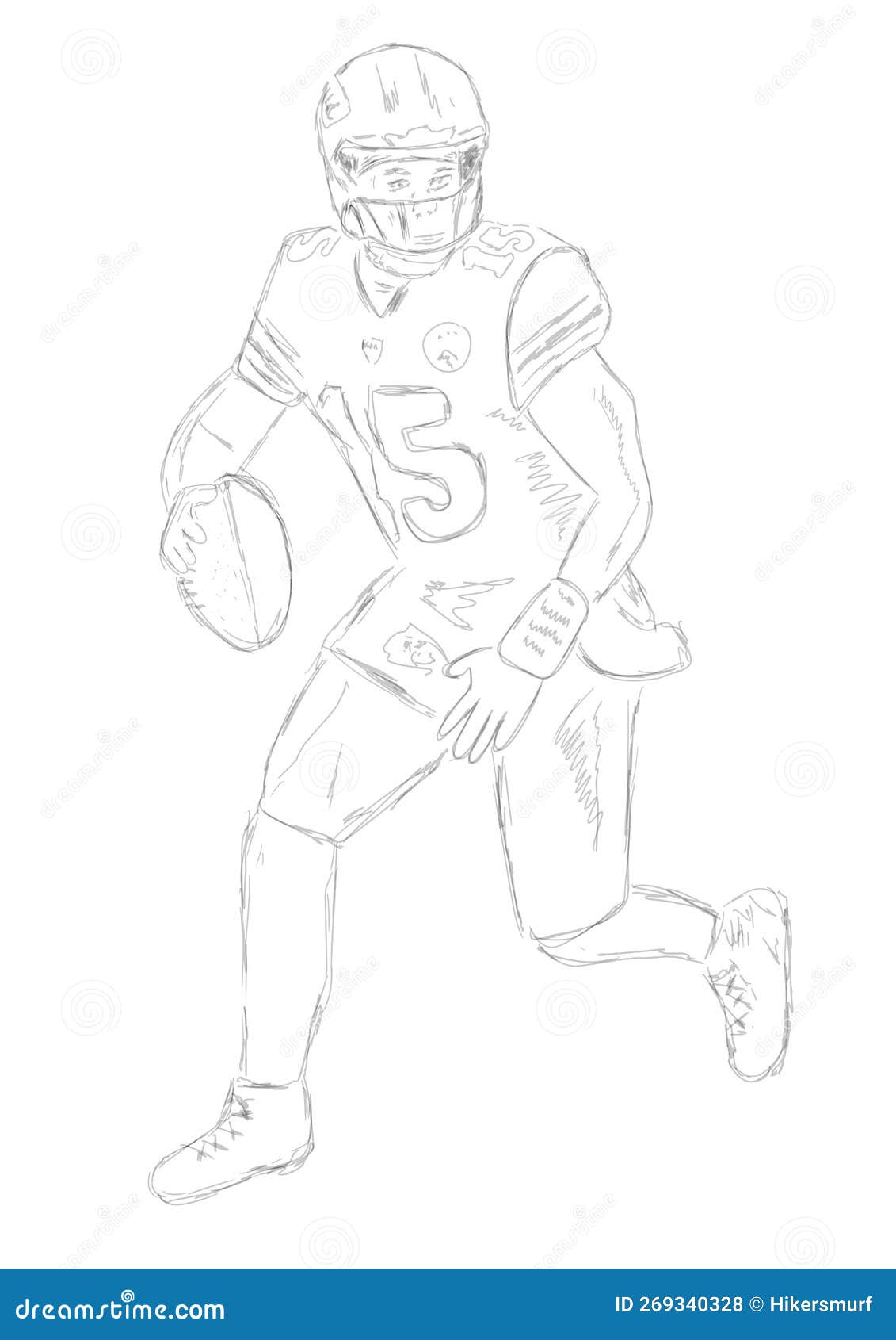 Line drawing football player patrick mahomes kansas city chiefs stock illustration