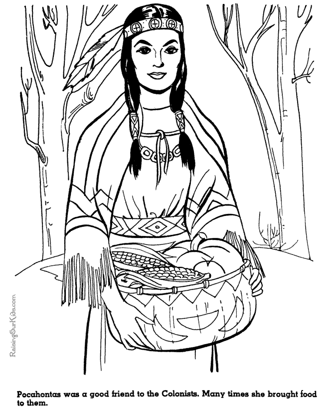 Pocahontas coloring page history for kids