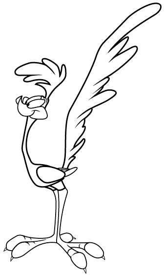 Road runner bird coloring page