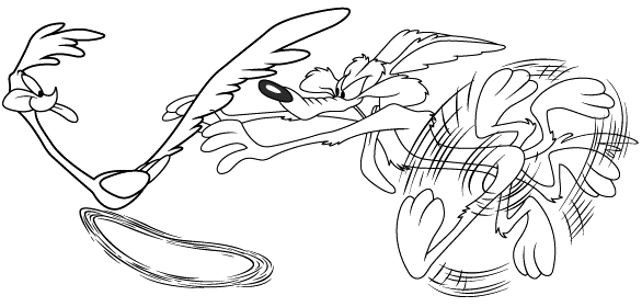 Road runner and wolf coloring page