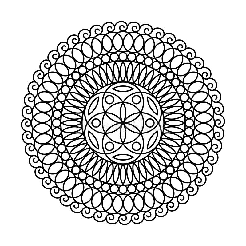 Swirl flower of life circle vector mandala coloring book stock vector