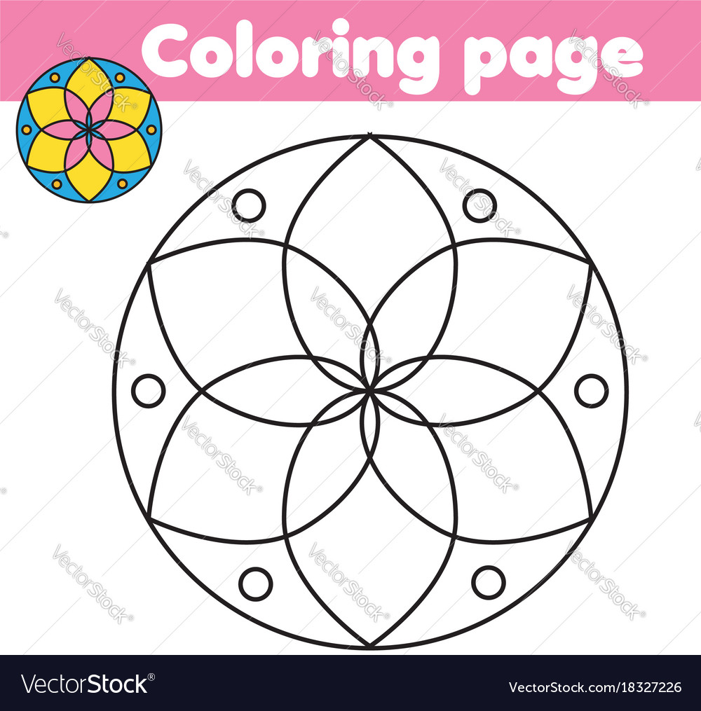 Coloring page with abstract flower shape drawing vector image