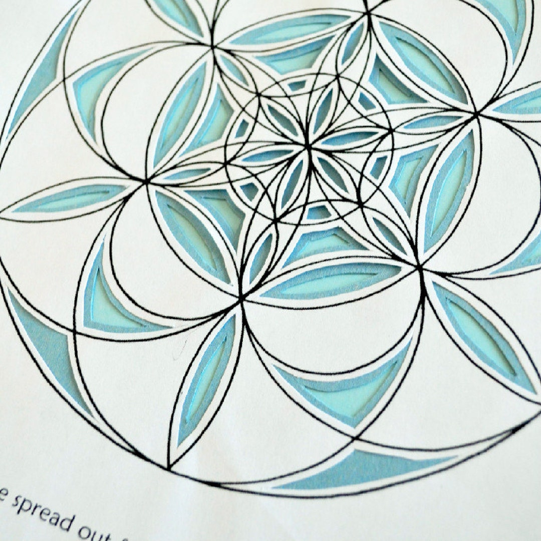 Ripples circle flower of life mandala coloring page instant download pdf