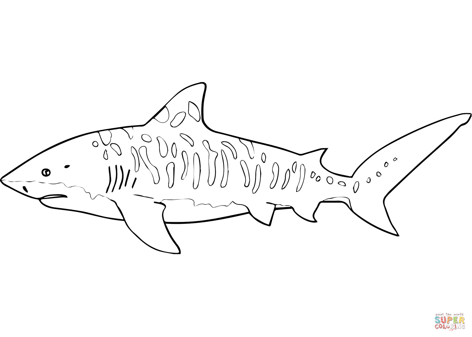 Tiger shark coloring page free printable coloring pages