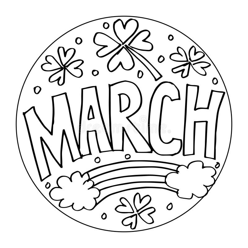 March coloring pages for kids stock vector