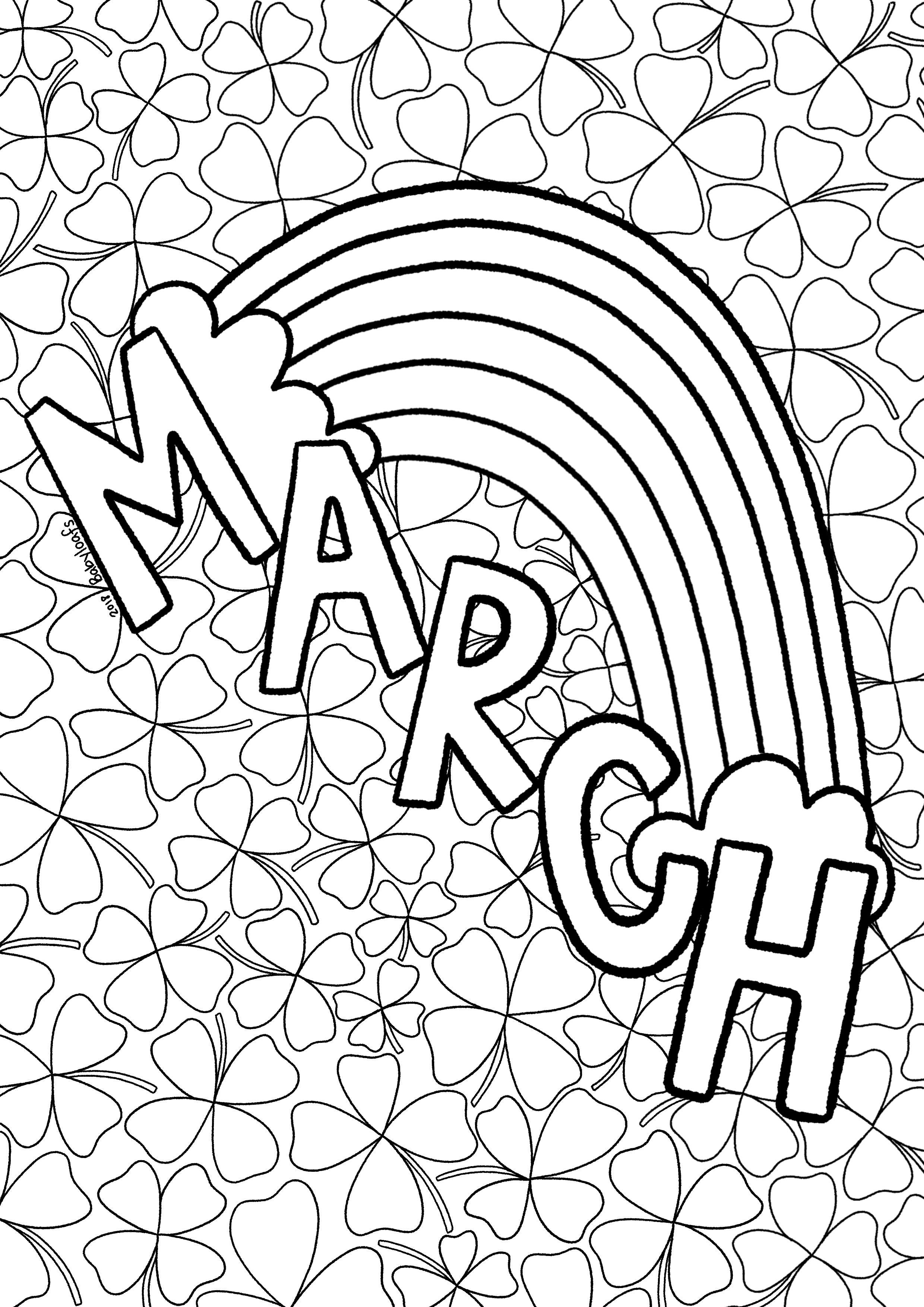 March rainbow coloring sheet donuts and drama