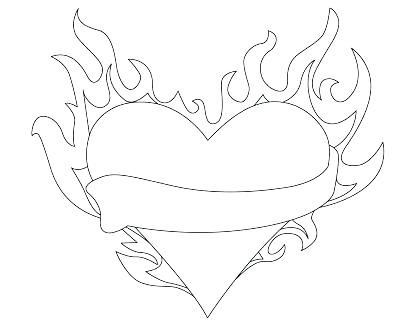 Hearts with flames coloring pages heart coloring pages heart drawing coloring pages