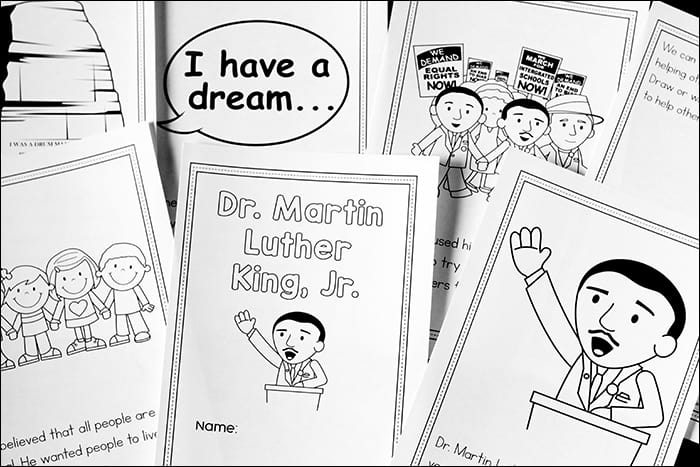 Martin luther king jr coloring book and reader printable for preschool