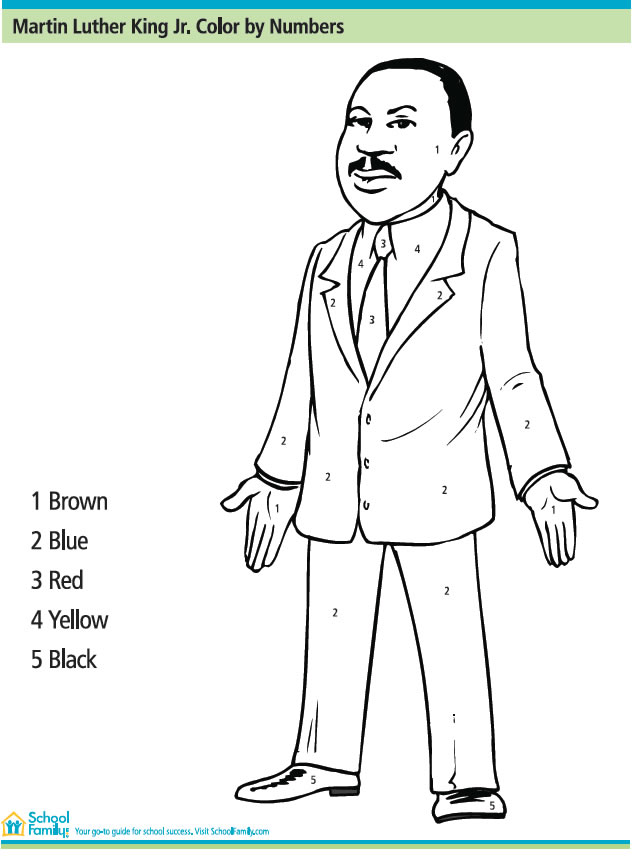 Martin luther king jr color by number â printables for kids â free word search puzzles coloring pages and other activities