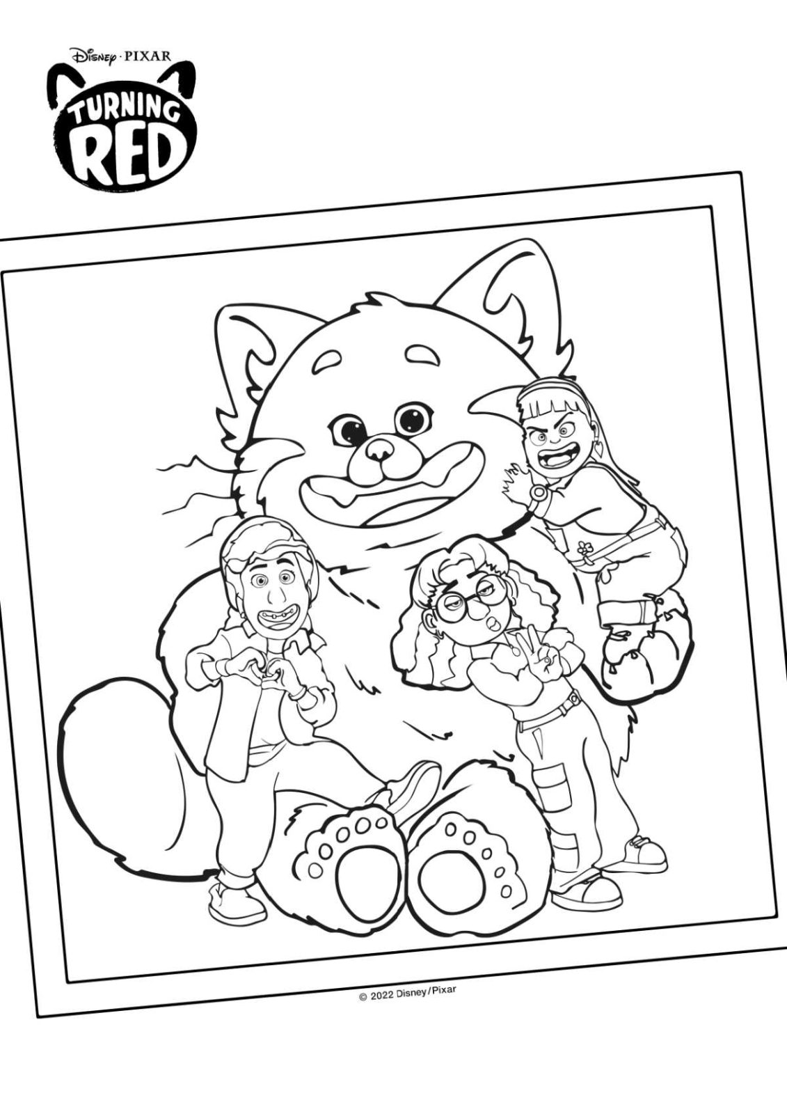 Free printable turning red panda coloring page