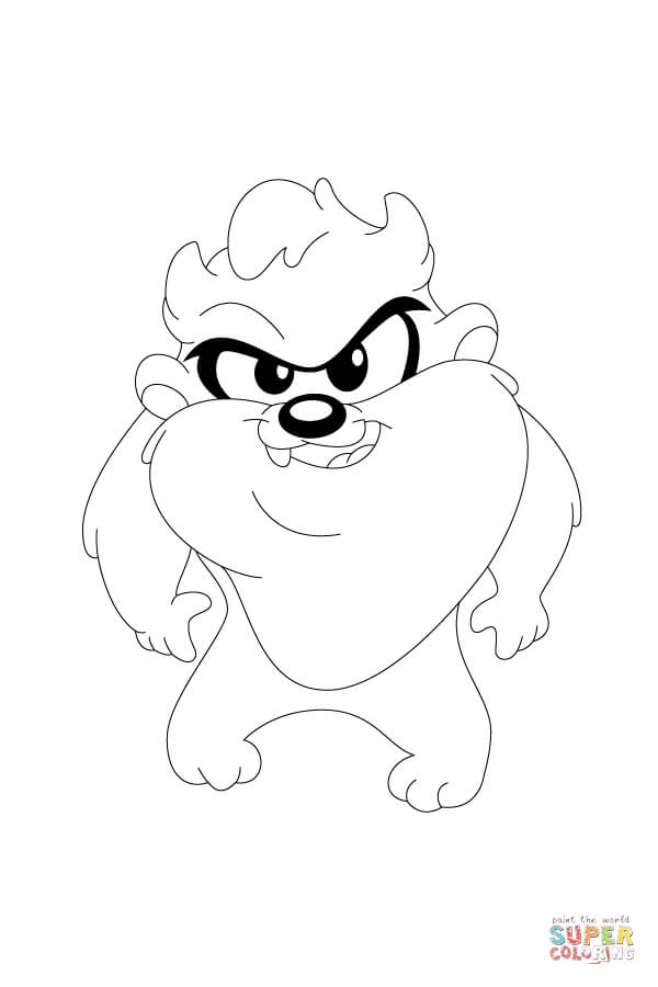 Taz is looking hungry and bares his teeth coloring page free printable coloring pages