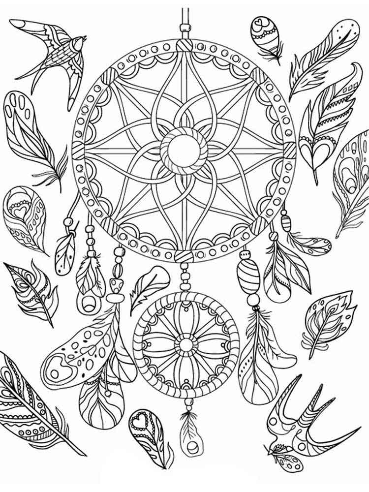 Dreamcatcher coloring pages for adults