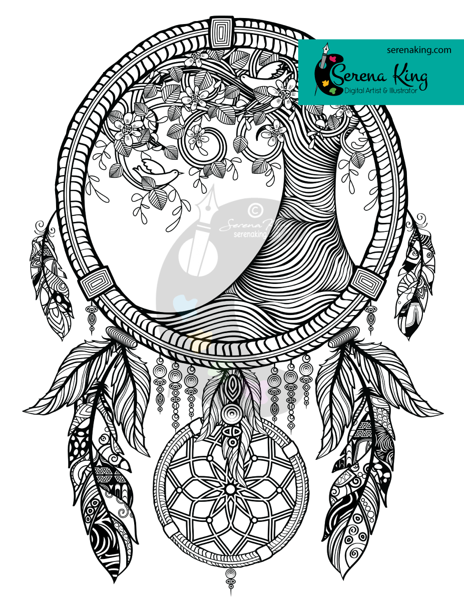 Tree dreamcatcher coloring page â serena king