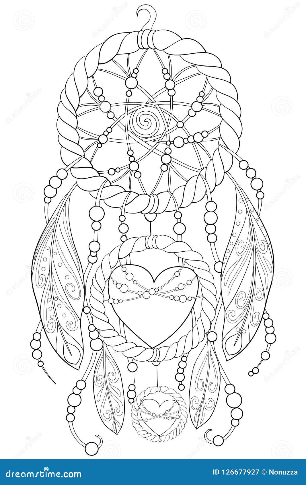 Adult coloring bookpage a cute dreamcather image for relaxingzen art style illustration stock vector