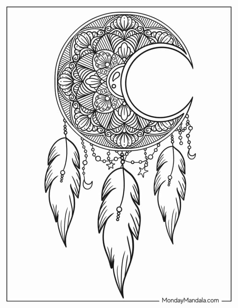 Dreamcatcher coloring pages free pdf printables