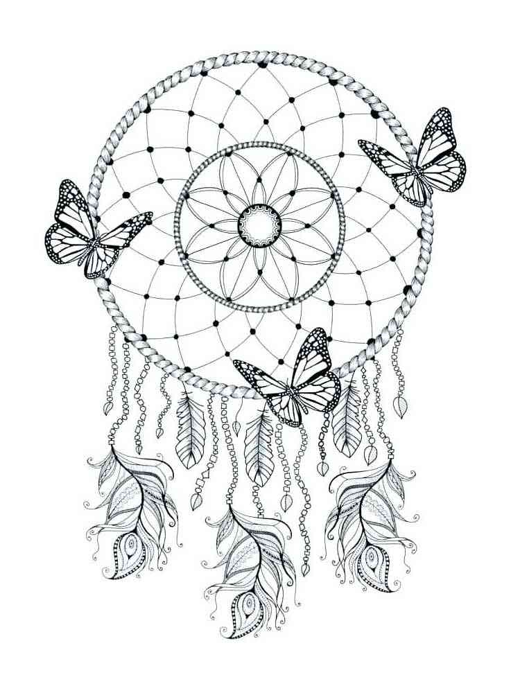 Dreamcatcher coloring pages for adults